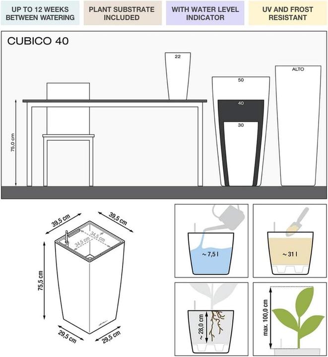 Produktbild Lechuza Cubico (39.50 cm)
