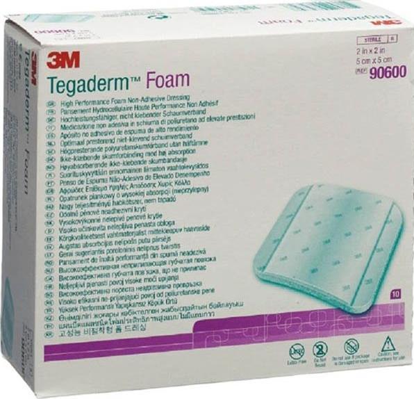 Actual product image 3M Tegaderm High Performance Foam Schaumkompresse 5.1x5.1cm non adhäsiv 10 Stk