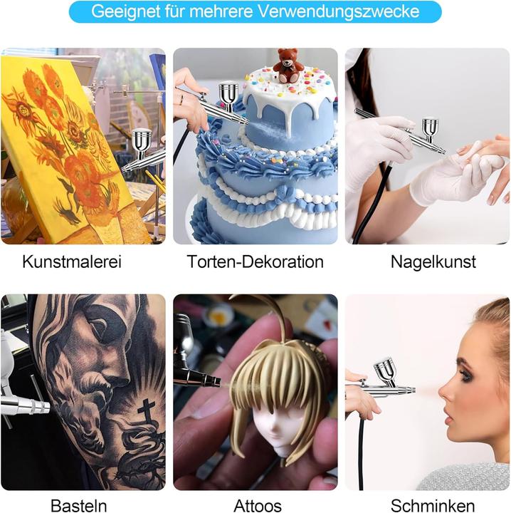 Actual product image Powate Dual Action Airbrush Set mit Kompressor