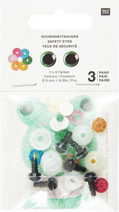 Produktbild Rico Sicherheitsaugen, 9 mm, Karte 6 Stk.