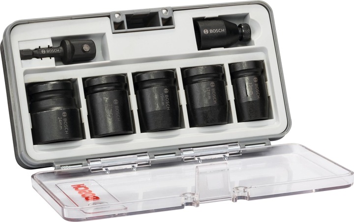 Produktbild Bosch Professional Zubehör Steckschlüssel-Set, 7-tlg., 13–24 mm (24 mm, 13 mm, 21 mm, 19 mm, 17 mm)