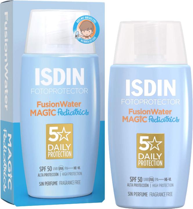 Actual product image Isdin Photoprotector Pediatrics Fusion Water SPF 50, 50 ml EMU (Suntan cream, SPF 50, 50 ml)