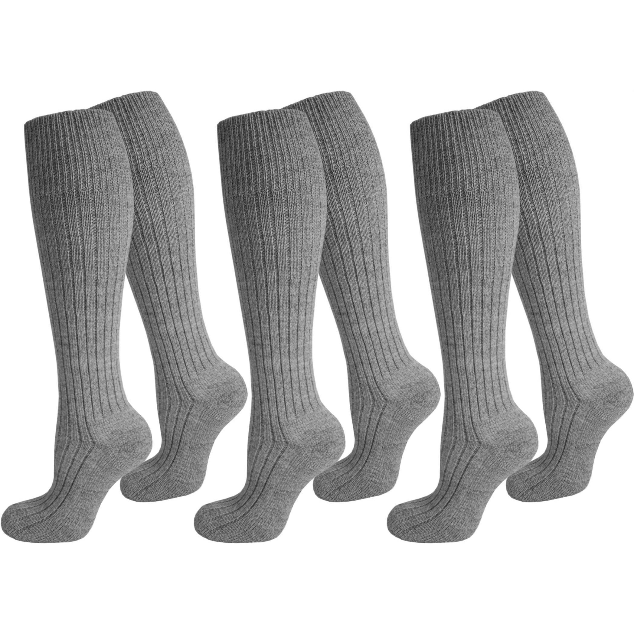 Polar Husky, Herren, Socken, 3 Paar Norweger-Kniestrümpfe, Grau, (3er Pack, 43 - 46)