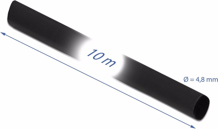 Actual product image Delock Heat shrink tubing 10m x 4,8mm black (1 x)