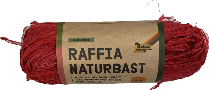 Actual product image Folia Bringmann Natural Raffia 50g High Red (Gift ribbon, 1 x)