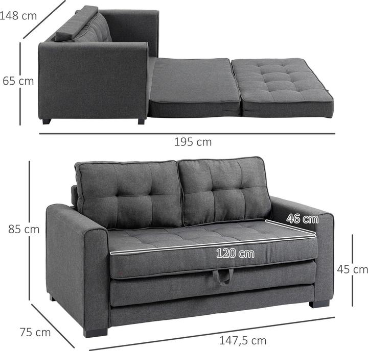 Produktbild Homcom Schlafsofa mit Sitzkissen