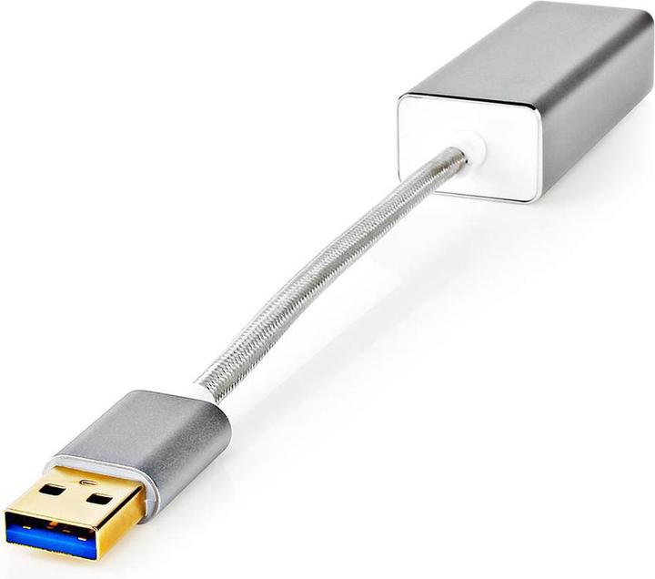 Actual product image Nedis USB-A Adapter | USB 3.2 Gen 1 | USB-A Male | RJ45 Female | 1 Gbps | 0.20 m | Round | Gold (USB, 20 cm)