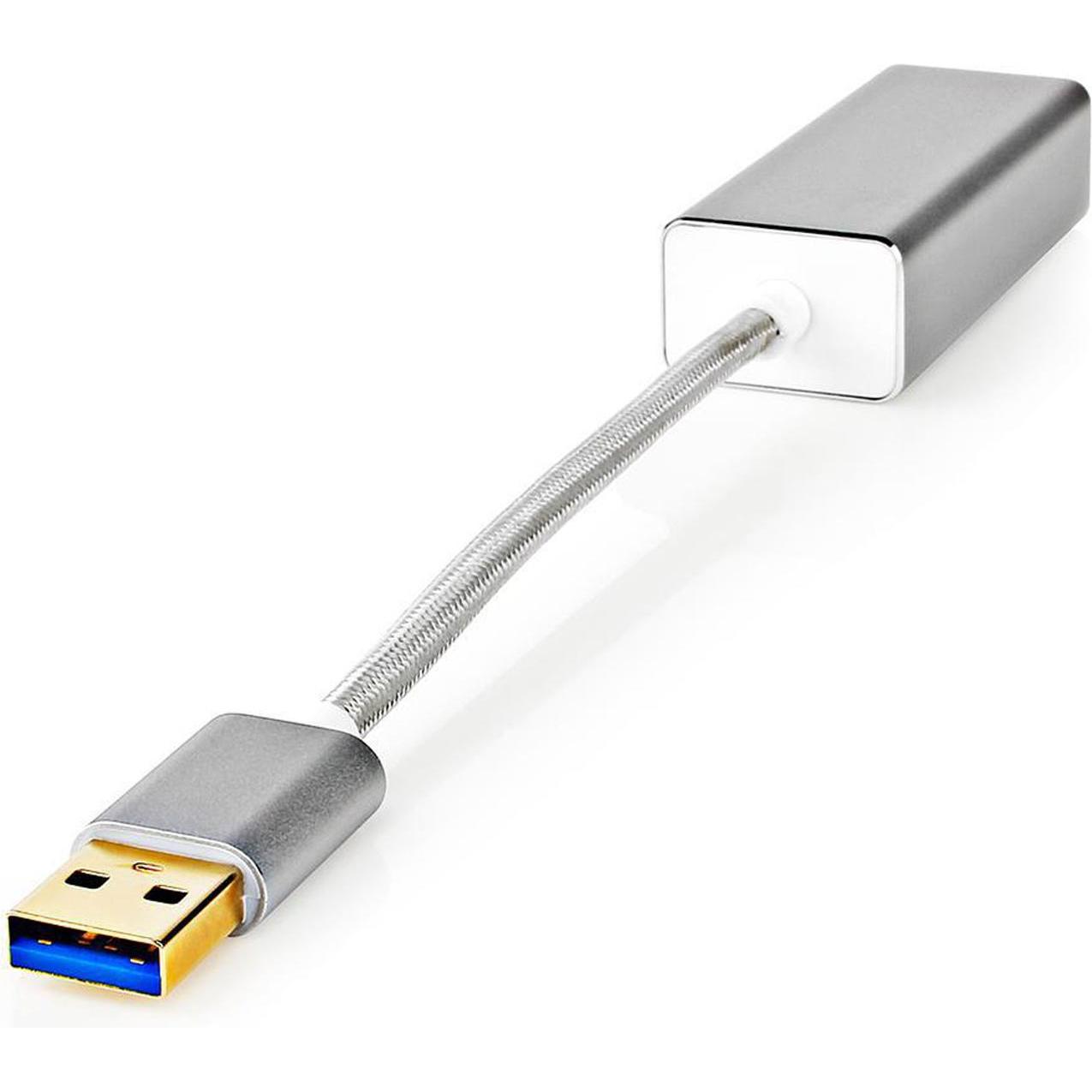 Nedis USB-A Adapter USB 3.2 Gen 1 USB-A Stecker RJ45 Buchse 1 Gbps 0.20 m rund Vergold (USB), Data + Video Adapter, Weis...
