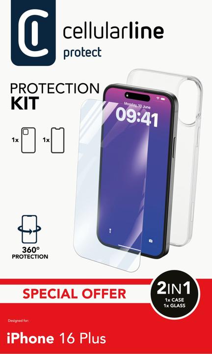 Immagine prodotto Cellularline Kit di protezione per (Apple iPhone 16 Plus)