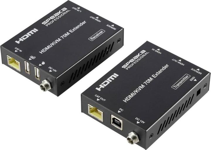 SpeaKa Professional SP-11562928 HDMI Extender Set controllable via PC 4096 x 2160 pixels Black (matt)