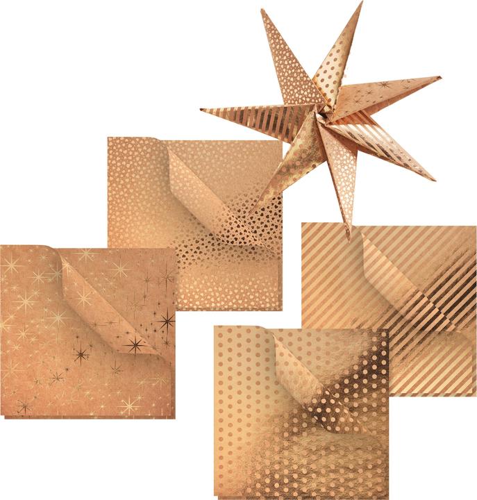 Actual product image Gebrüder Bertels Folding paper "Kraft Paper Gold", 15 x 15 cm, 32 sheets (110 g/m², 32 x)