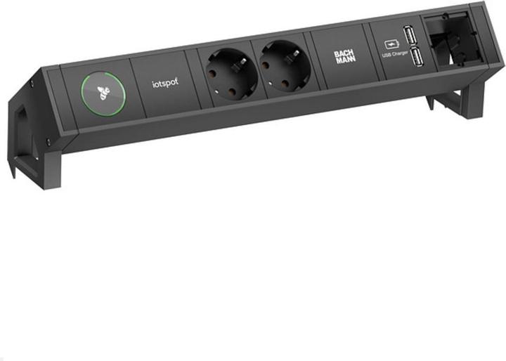 Produktbild Bachmann DESK2 1xIOTspot 2xCEE7/3 USB Charger 1xABD 0,2m GST18,sw (2 x, CEE 7/3, 0.20 m)