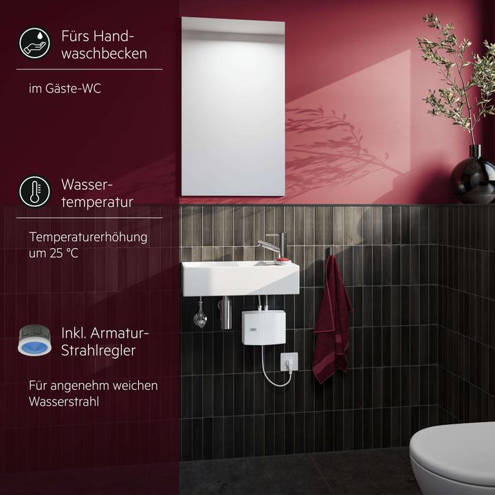 Produktbild AEG Haustechnik Klein-Durchlauferhitzer MTH 350 nur fürs Handwaschbecken, 3,5 kW, mit Stecker, drucklos, VDE