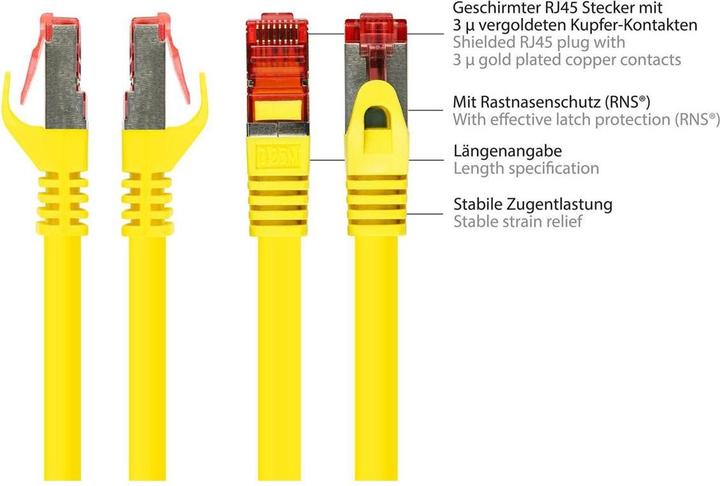 Image du produit Kabelmeister RNS® Patchkabel mit Rastnasenschutz, Cat. 6, S/FTP, PiMF, PVC, 250MHz, jaune, 40m (PiMF, S/FTP, CAT6, 40 m)
