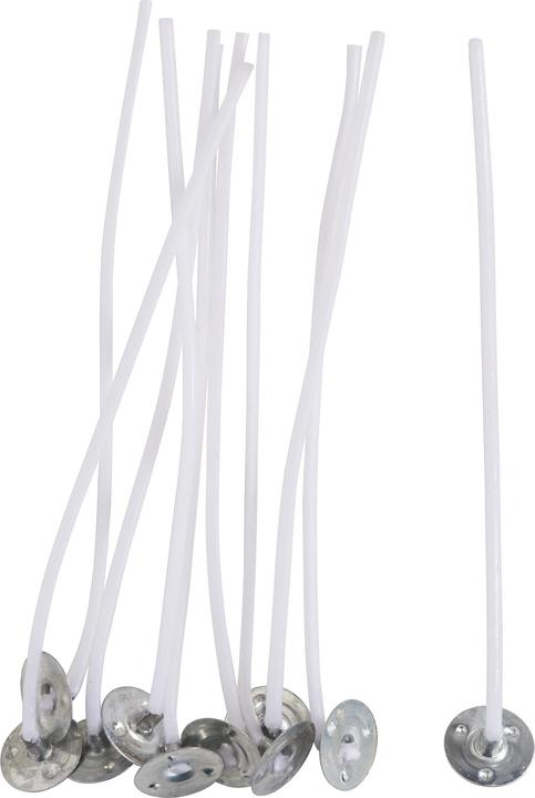 Image du produit VBS Mèche pour bougie avec base en métal, cirée, L 10 cm, 10 pièces