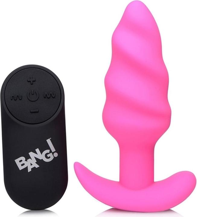 XR Brands 21X Vibrating Silicone Swirl Butt Plug with Remotel