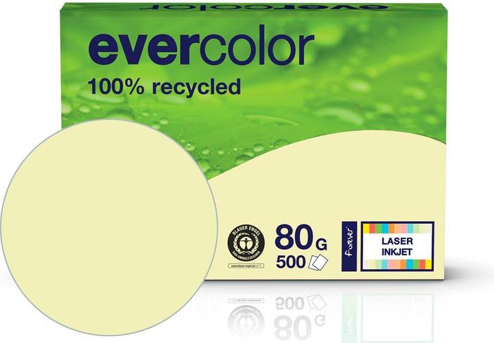 Produktbild Clairefontaine Recyclingpapier Evercolor hellgelb DIN A4 80 g/qm 500 Blatt (80 g/m², 500 x, A4)