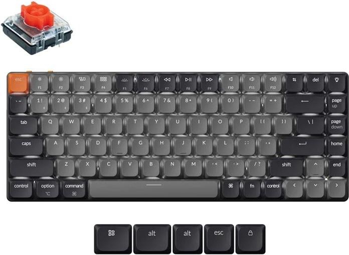 Keychron K3 LED Red Switch Wireless Low Profile Keyboard (Gray) (K3X-A1).
