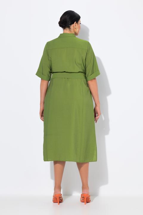 Actual product image Ulla Popken Textured Belted Button Down Dress (58)