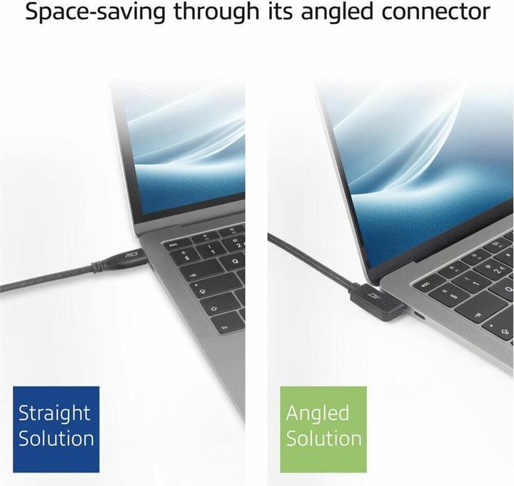 Produktbild ACT USB 3.0 10Gbps 60W USB Typ-C (links/rechts gewinkelt) auf USB Typ-C (oben/unten gewinkelt) Kabel, 2 (2 m, USB 3.0, 60 W)