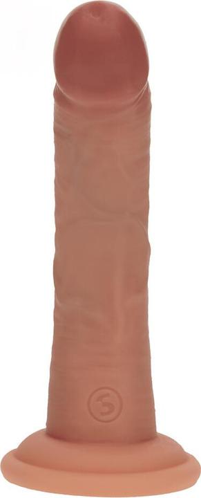 Produktbild RealRock Dual Density Silicone Curved Realistic Vibrating Dildo with Suction Cup - 6 / 15,5 cm - Tan