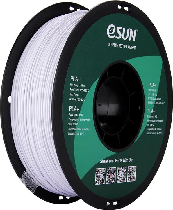 Produktbild eSUN PLA+ Kaltweiss 1.75mm 1Kg (PLA+, 1.75 mm, 1000 g, Weiss)
