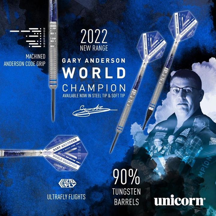 Productafbeelding Unicorn Phase 5 Wereldkampioen Gary Anderson Stalen Dart Presentatiedoos (23 g)