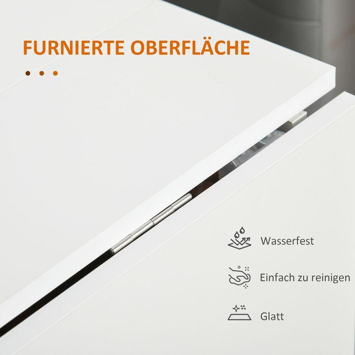 Image du produit Swisshandel24 Table de salle à manger extensible, mobile, design moderne, 120x80x73cm, teck + blanc (120 x 80 x 73 cm)
