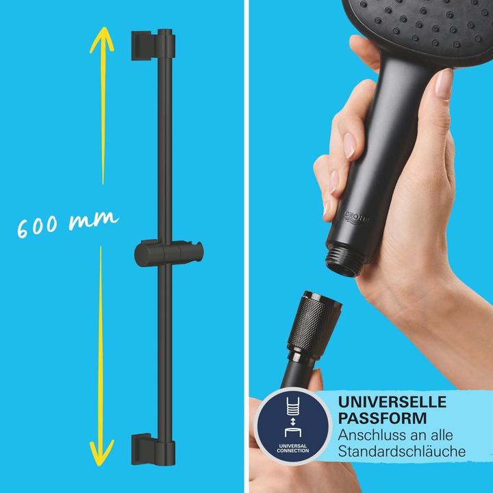 Produktbild Grohe Vitalio QuickFix Start 110 Brausestangenset, kleben oder bohren, wassersparend, 2 Strahlarten, matts