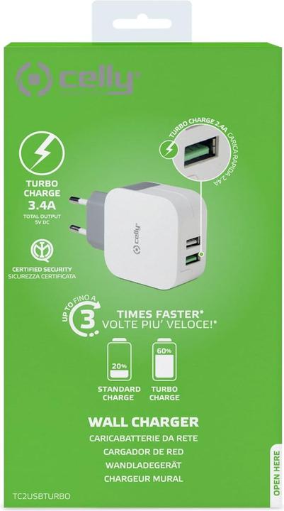 Actual product image Celly Charger 17 Watt 2xUSB white (17 W)