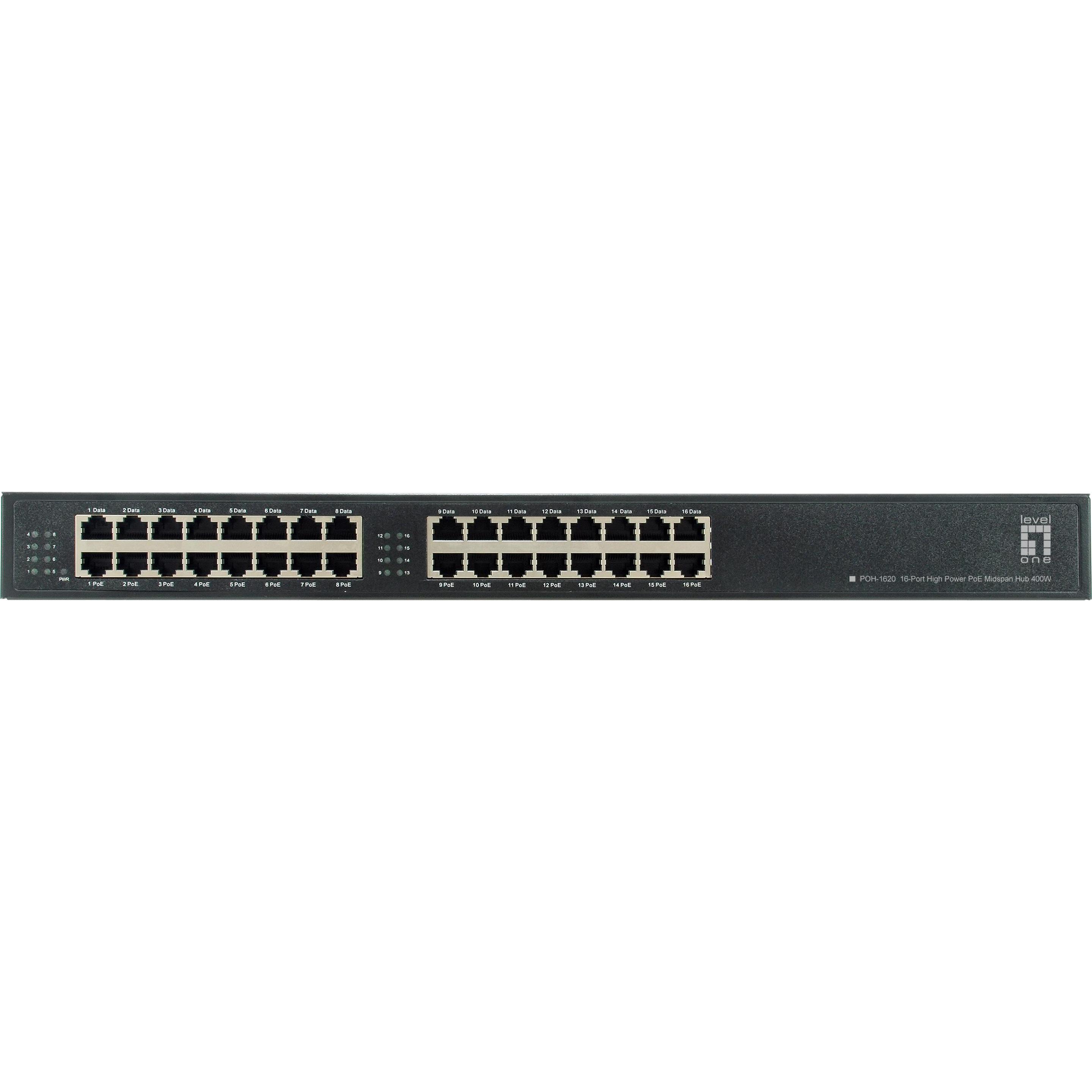 Thumbnail - LevelOne PoE-HUB POH-1620 16x GE MidSpan (16 Ports), Netzwerk Switch, Schwarz