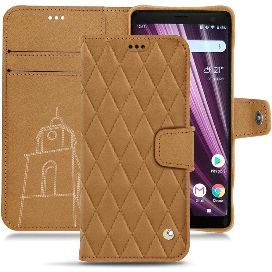 Noreve Lederschutzhülle Wallet (Sony Xperia XZ3), Smartphone Hülle, Braun