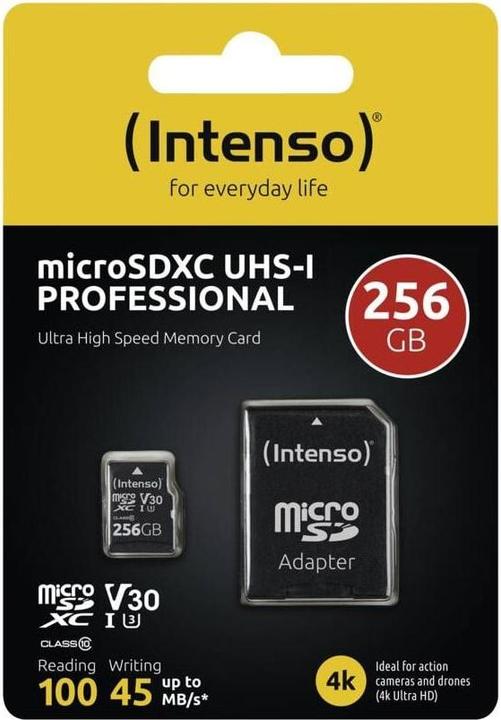 Image du produit Intenso UHS-I Professional (256 Go, microSDXC, U3, UHS-I)