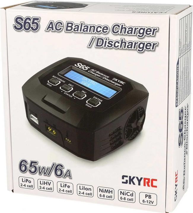 Actual product image SkyRC S65 AC LiPo 2-4s 6A 65W Discharge 2A 10W