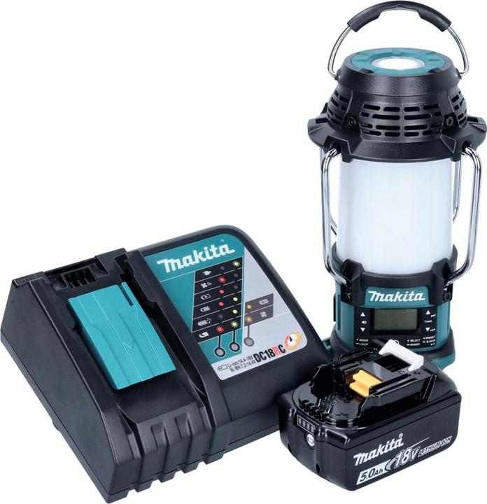 Produktbild Makita DMR 056 RT1 Akku Radio 18 V FM DAB+ mit Laterne 360° Taschenlampe IP65 + 1x Akku 5,0 Ah + (DAB+, AM, FM, Bluetooth)