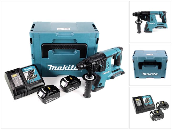 Actual product image Makita DHR 243 RMJ Cordless Brushless Rotary Hammer 2x 18 V / 36 V SDS-Plus Solo + 2x Batteries 4.0
