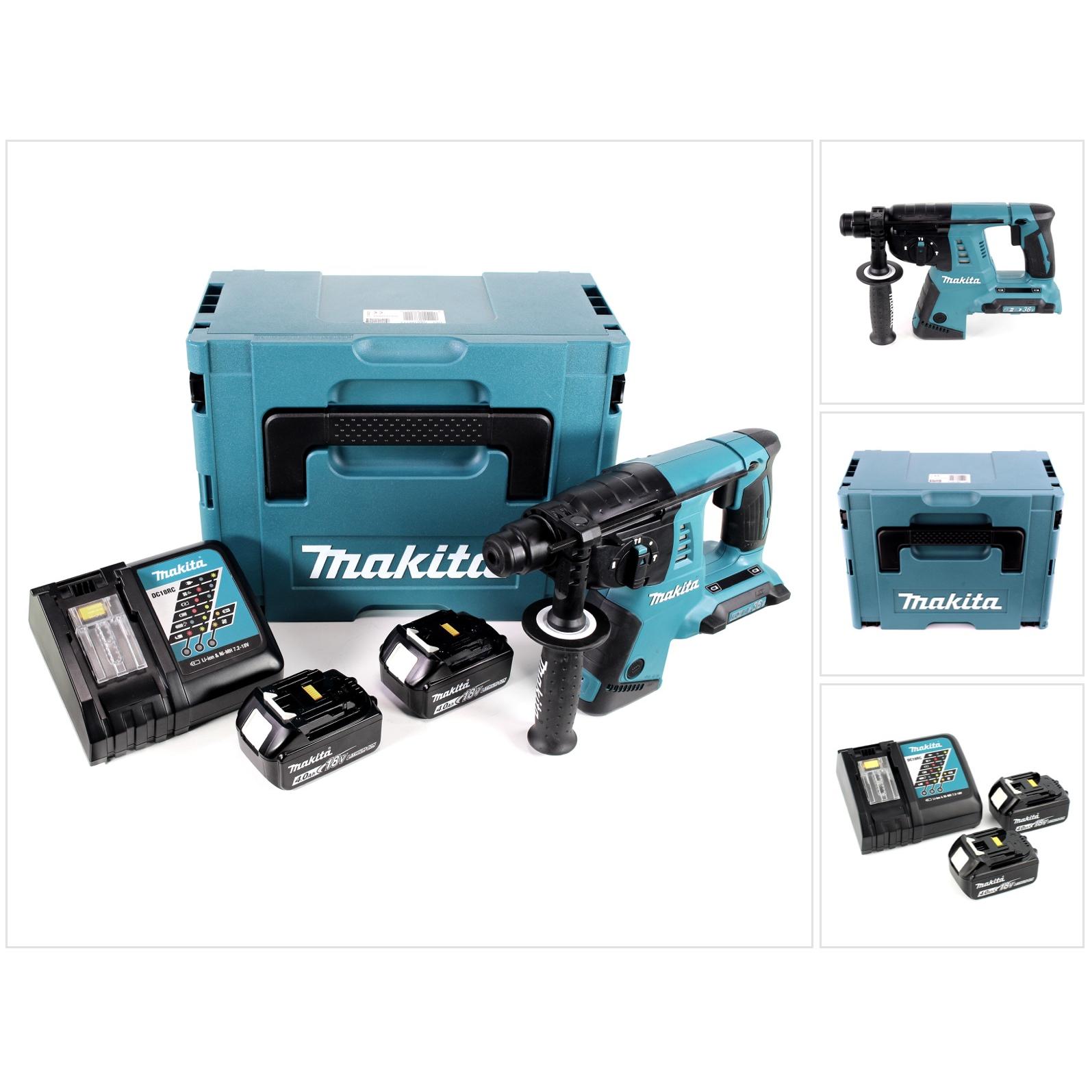 Makita, Trapano + Avvitatore a batteria, DHR 263 RMJ Tassellatore a batteria SDS-Plus 2x18V / 36 V + 2x Batterie 4,0 Ah +