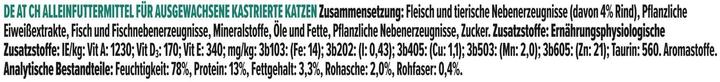 Nährwerte und Zutaten Pro Plan Sterilised Maintenance in Sauce (Adult, 26 Stk., 2480 g)