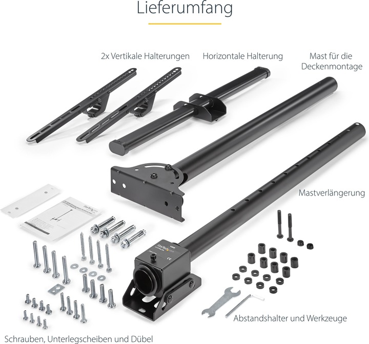 Immagine prodotto StarTech TV A Schermo Piatto Con Supporto A Soffitto (Soffitto, 75", 50 kg)