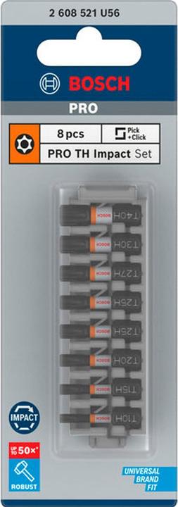 Image du produit Bosch Professional Zubehör Embout de sécurité PRO Torx Impact Bit, T10H, T15H, T20H, T25H(x2), T27H, T30H, T40H, 25 mm, 8 pcs.