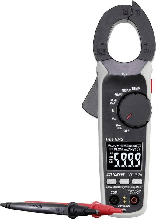 Voltcraft VC-524 Current clamp digital CAT III 600V Display (Counts): 6000 (CAT III 600V, Pincer ammeter)
