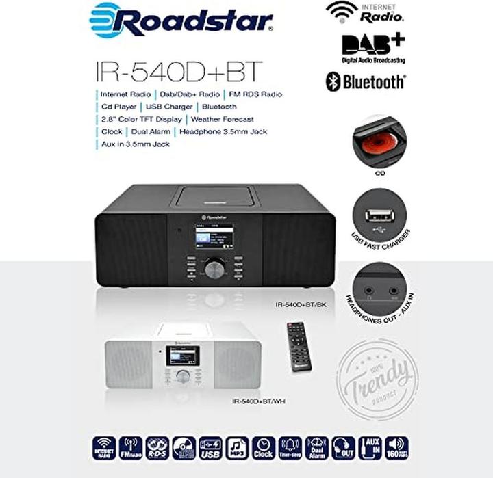 Produktbild Roadstar IR-540D+BT/BK (DAB, FM, DAB+, Bluetooth, WLAN)