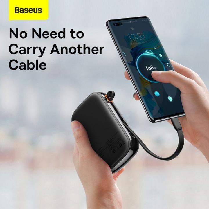Actual product image Baseus Powerbank Qpow PRO with cable, 20000mAh, 22.5W (Black) (20000 mAh, 22.50 W, 76 Wh)