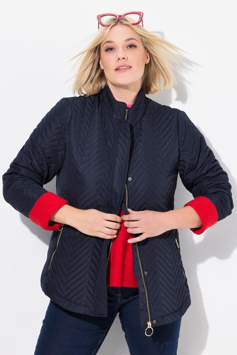 Produktbild Ulla Popken Steppjacke, Strickeinsätze, Stehkragen, Zipptaschen (56)