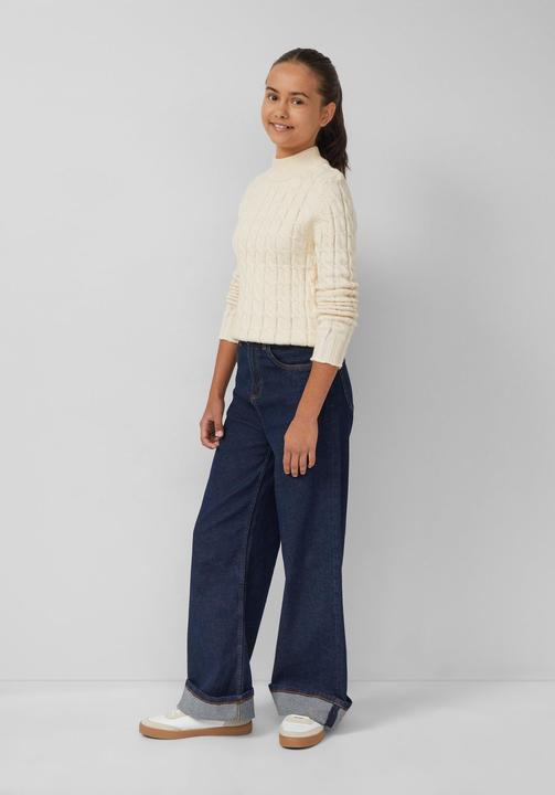 Produktbild s.Oliver Strickpullover Schmaler Strickpullover mit Zopfmuster und Stehkragen (170, 176)