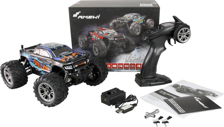 Image du produit Amewi M-Land Monstertruck 48km/h 4WD 1:16 RTR bleu (RTR Prêt à fonctionner)