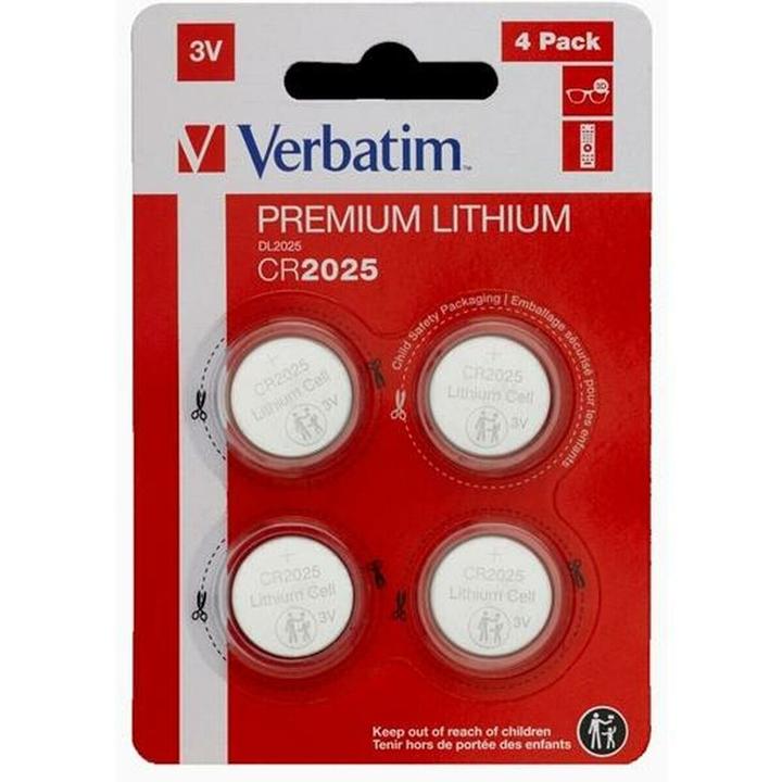 Produktbild Verbatim Lithiumknopfzellen 3 V CR2025 4 Stücke (20 Stück) (20 Stk., CR2025)