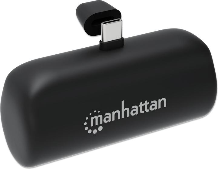 Produktbild Manhattan Powerbank 5000 mAh mit integriertem USB-C-Stecker 10W zur Nutzung als Handyhalterung mit L (5000 mAh, 10 W, 18.50 Wh)