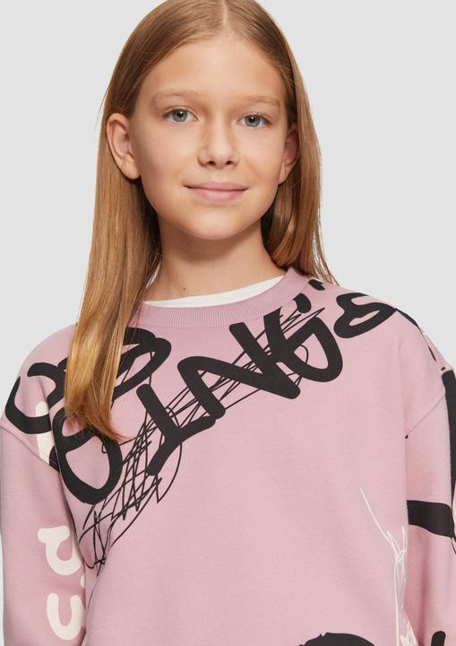 Produktbild s.Oliver Sweatshirt Sweatshirt mit All-over-Print und Rippbündchen (158, 164)