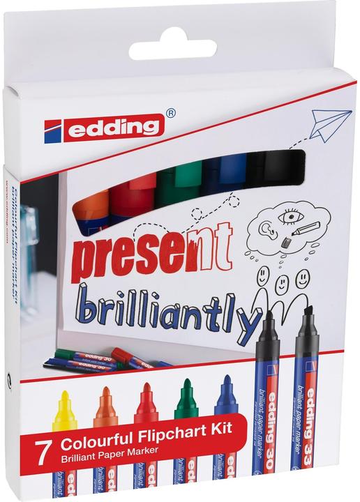 Image du produit Edding Marqueur pour paperboard (Vert, Rouge, Jaune, Noir, Orange, Bleu, 3 mm, 7 x)